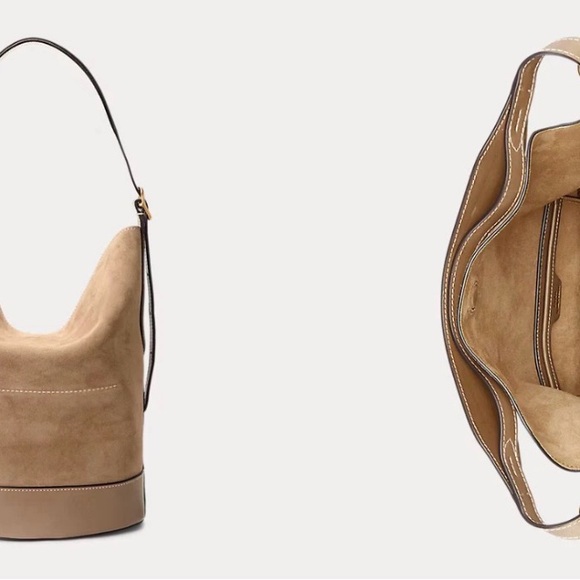 Polo by Ralph Lauren beige bell port Suede bucket Shoulder Bag - Picture 4 of 4